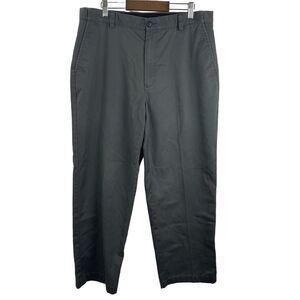 LL Bean Dress Chino Pants Mens Size 35 Gray Comfort Waist Natural Fit Flat Front